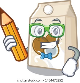 Student coconut milk isolated with the character