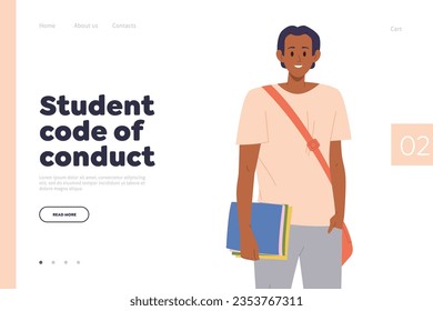Student code of conduct landing page advertising website for international university program