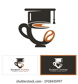 Student Coffee vector logo template.  Suitable for education or knowledge.