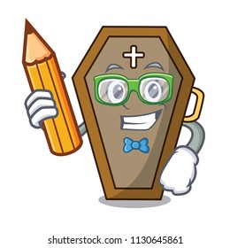 Student coffin character cartoon style vector illustration