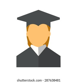 Student, college, female icon vector image. Can also be used for education, academics and science. Suitable for use on web apps, mobile apps and print media.