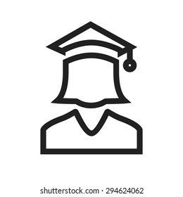 Student, college, female icon vector image. Can also be used for education, academics and science. Suitable for use on web apps, mobile apps, and print media.