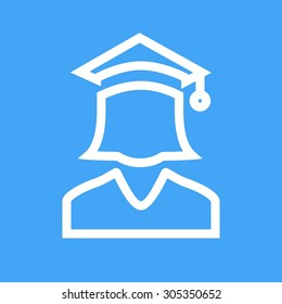 Student, college, female icon vector image. Can also be used for education, academics and science. Suitable for use on web apps, mobile apps, and print media.