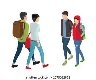 Student College Girl Boy Cartoon Characters Stock Vector (Royalty Free ...