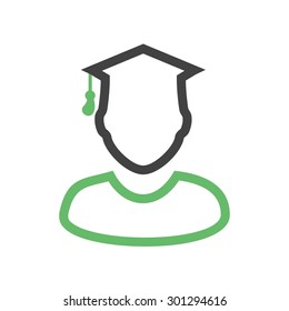 Student, college, male icon vector image. Can also be used for education, academics and science. Suitable for use on web apps, mobile apps, and print media.