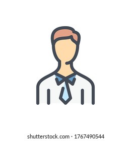 Student color line icon. Person with a Tie vector outline colorful sign.