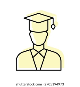 ícone de linha fina de sombra de cor do estudante, vetor, pixel perfect, arquivo do ilustrador 