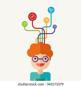 student with colorful circuit