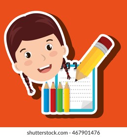 student colors notepad brushes vector illustration eps 10