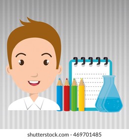 student colors notepad brushes vector illustration eps 10