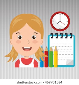 student colors notepad brushes vector illustration eps 10