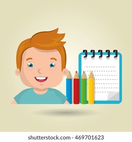 student colors notepad brushes vector illustration eps 10