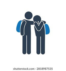 Student comforting a crying classmate icon