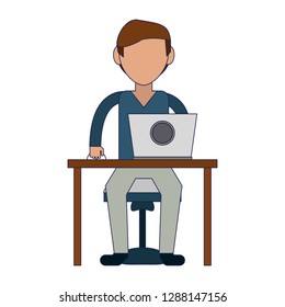 student with computer