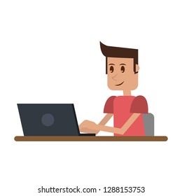 student with computer