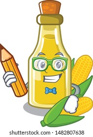 Student corn oil put into cartoon bottle