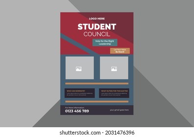 student council flyer design template. student education council poster leaflet design. a4 template, brochure design, cover, flyer, poster, print-ready