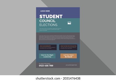 student council flyer design template. student education council poster leaflet design. a4 template, brochure design, cover, flyer, poster, print-ready