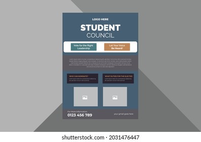 student council flyer design template. student education council poster leaflet design. a4 template, brochure design, cover, flyer, poster, print-ready