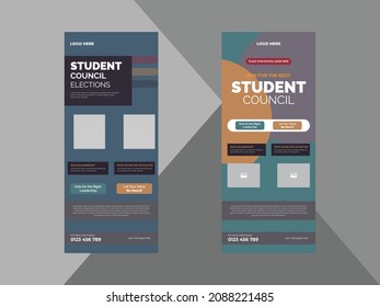 student council roll up banner design template. student education council poster leaflet design. cover, roll up banner, poster, print-ready
