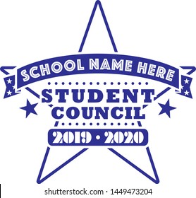 Student Council Tee Shirt Design for Schools, School Election Poster 2019 - 2020, T-Shirt Layout, Star Student K-12, Vector Art for Teachers & Students, Isolated Graphic, Elementary Education Template svg