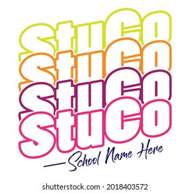 Student Council T-Shirt or Poster Template | Customizable Tee Layout for School Teachers, Administrators and Advisors | Colorful StuCo Design