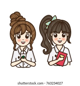 Student cute girl. Vector illustration