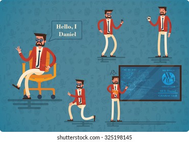 Student Daniel flat character