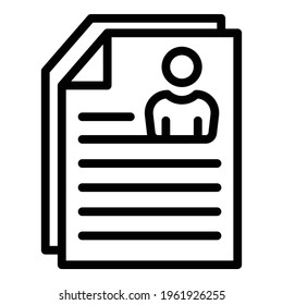 Student data icon. Outline Student data vector icon for web design isolated on white background