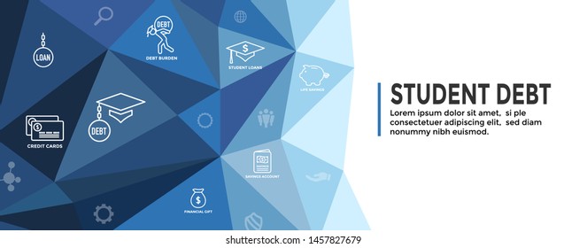 Student Debt & Loan Icon Set & Web Header Banner