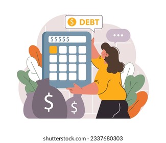 Student debt. Young graduated character with a financial crisis. Expencive education loan. Payment problem after a graduation. Flat vector illustration