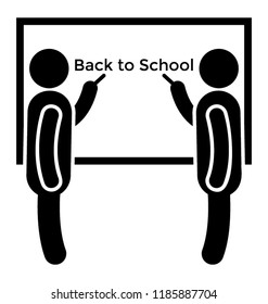 Student decorating board to show back to school icon 