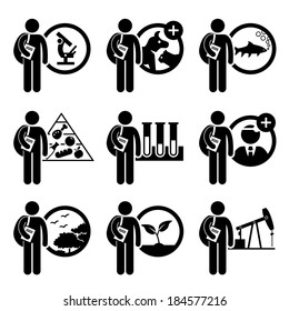 Student Degree In Agriculture Science Stick Figure Pictogram Icon