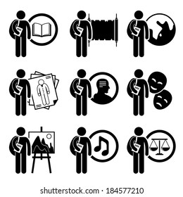 Student Degree in Arts and Humanities Stick Figure Pictogram Icon