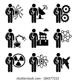 Student Degree In Engineering Stick Figure Pictogram Icon