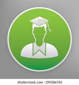 Student design icon on green button, clean vector
