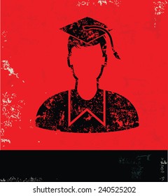 Student design on red background,grunge vector