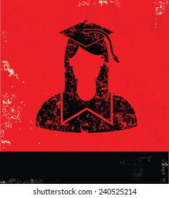 Student design on red background,grunge vector