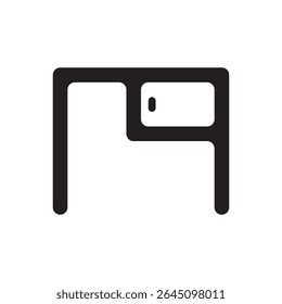  student desk and chair icon. One-piece student desk with seat for classroom or school content.