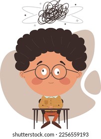 el estudiante del escritorio está mareado