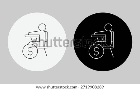 Student at Desk with Dollar Sign Icon, Minimalist Line Art Vector for School Fees, Education Cost, Academic Tuition, and University Funding Symbol