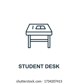 Student Desk Icon From Education Collection. Simple Line Student Desk Icon For Templates, Web Design And Infographics