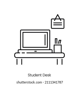 student desk icon. Outline style icon design isolated on white background