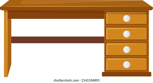 Student-Schreibtisch, Illustration, Vektorgrafik auf weißem Hintergrund.