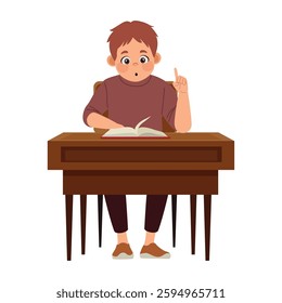 Student at Desk Sitting Reading for Study