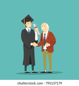Student with a diploma. Vector illustration.