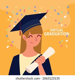 student with diploma virtual graduation