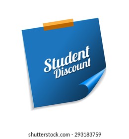 Student Discount Blue Sticky Notes Vector Icon Design