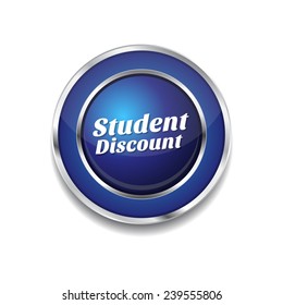 Student Discount Blue Vector Icon Button