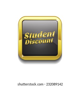 Student Discount Gold Vector Icon Button